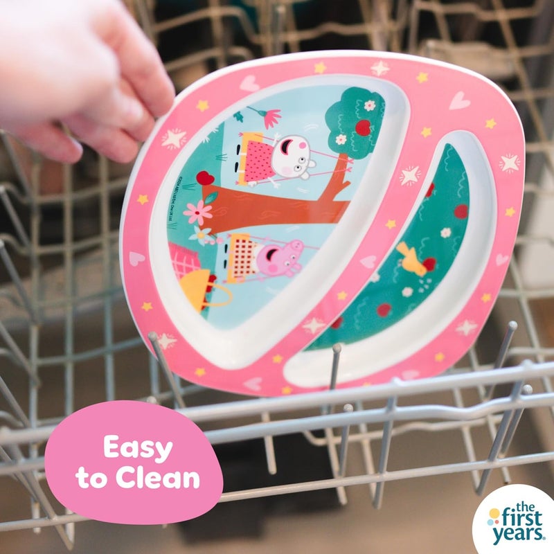 the FIRST years Peppa Pig Toddler Dinnerware Set - Includes Plate, Divided Bowl, and Utensils - Dishwasher Safe Feeding Supplies Made without BPA - 4 Count - Image 4